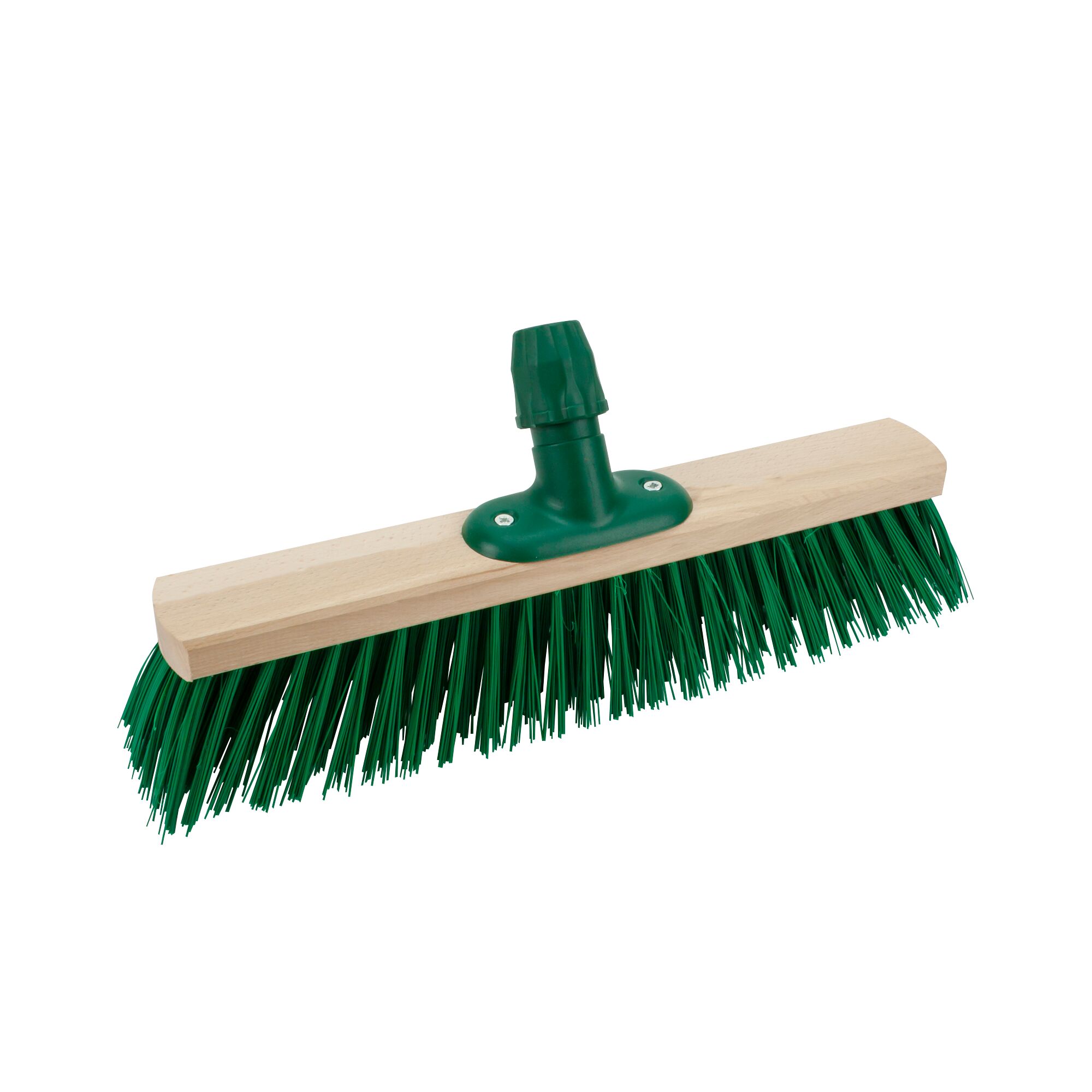 Grüner Hofbesen mit Holzstiel
