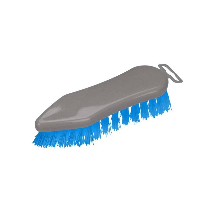 Waschbürste mit blauem Borsten und grauem Griff