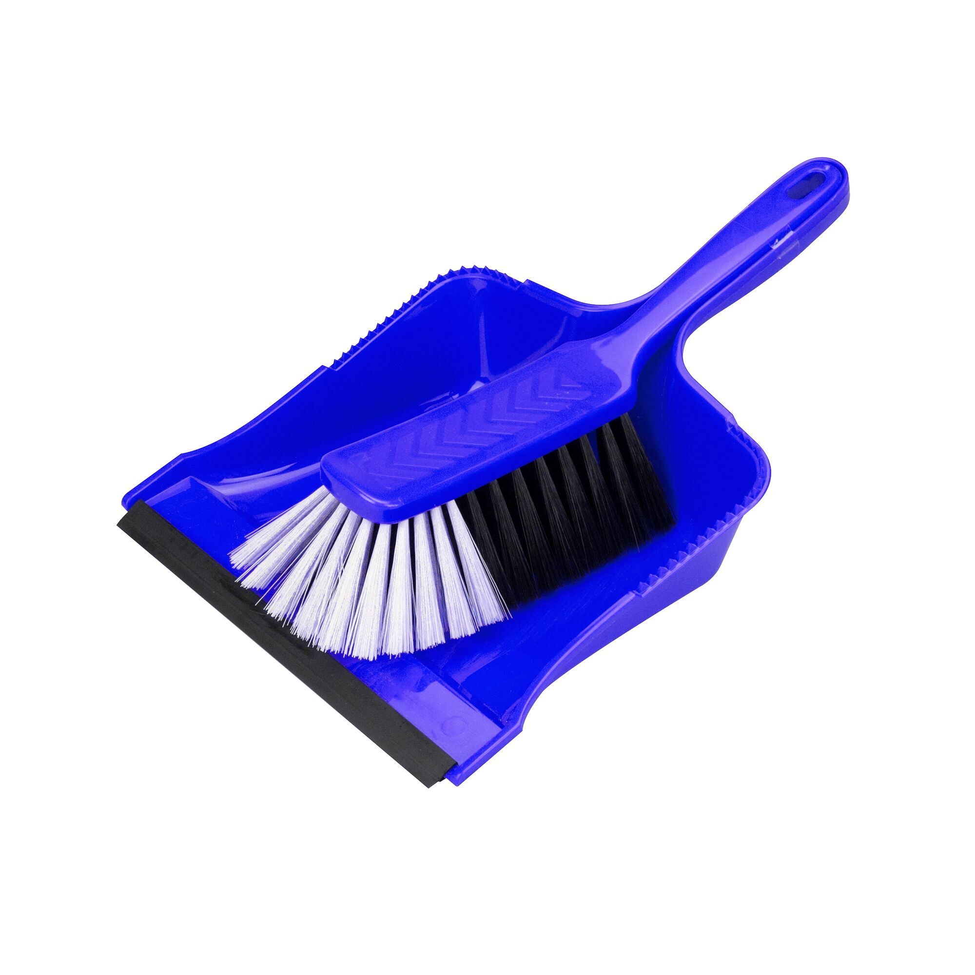 Blaue Kehrgarnitur mit Handfeger und Kehrschaufel