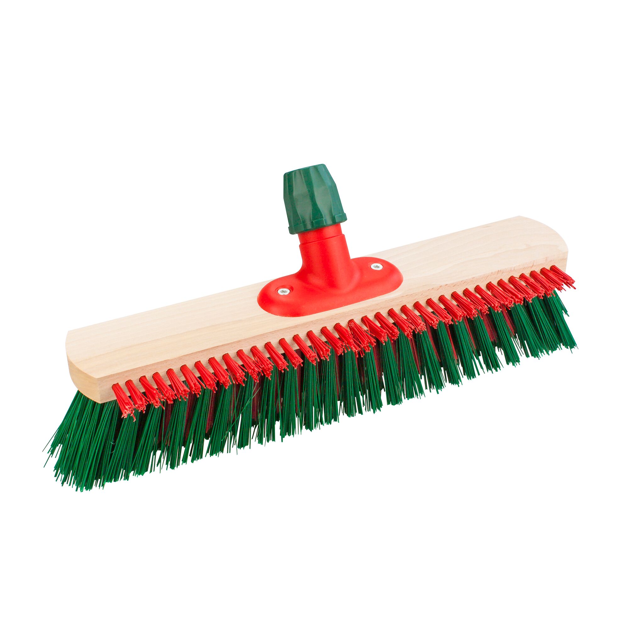 Straßenbesen mit Holzstiel und grünen Borsten