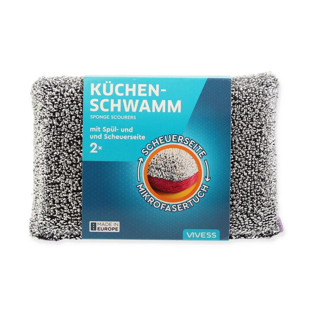 Vivess Küchenschwamm 2in1 mit Spül- und Scheuerseite