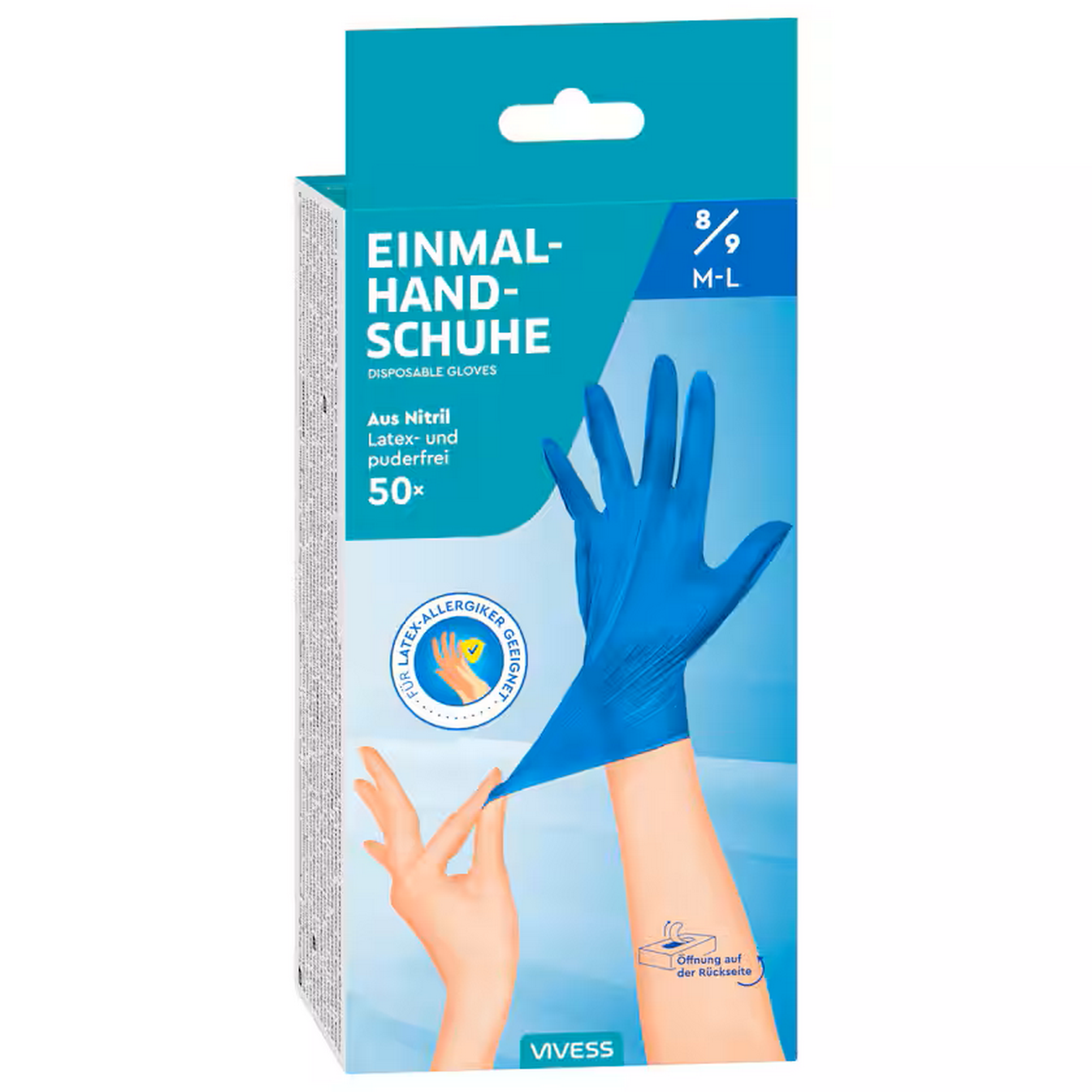 Einmalhandschuhe Latex blau Gr. 8/9 50 Stück