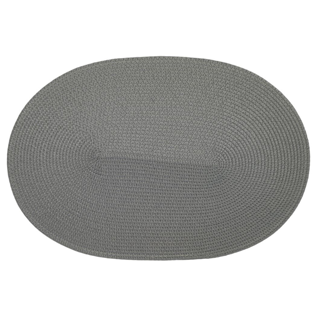 Tischset PVC-frei stahlgrau strukturiert oval 29 x 44 cm