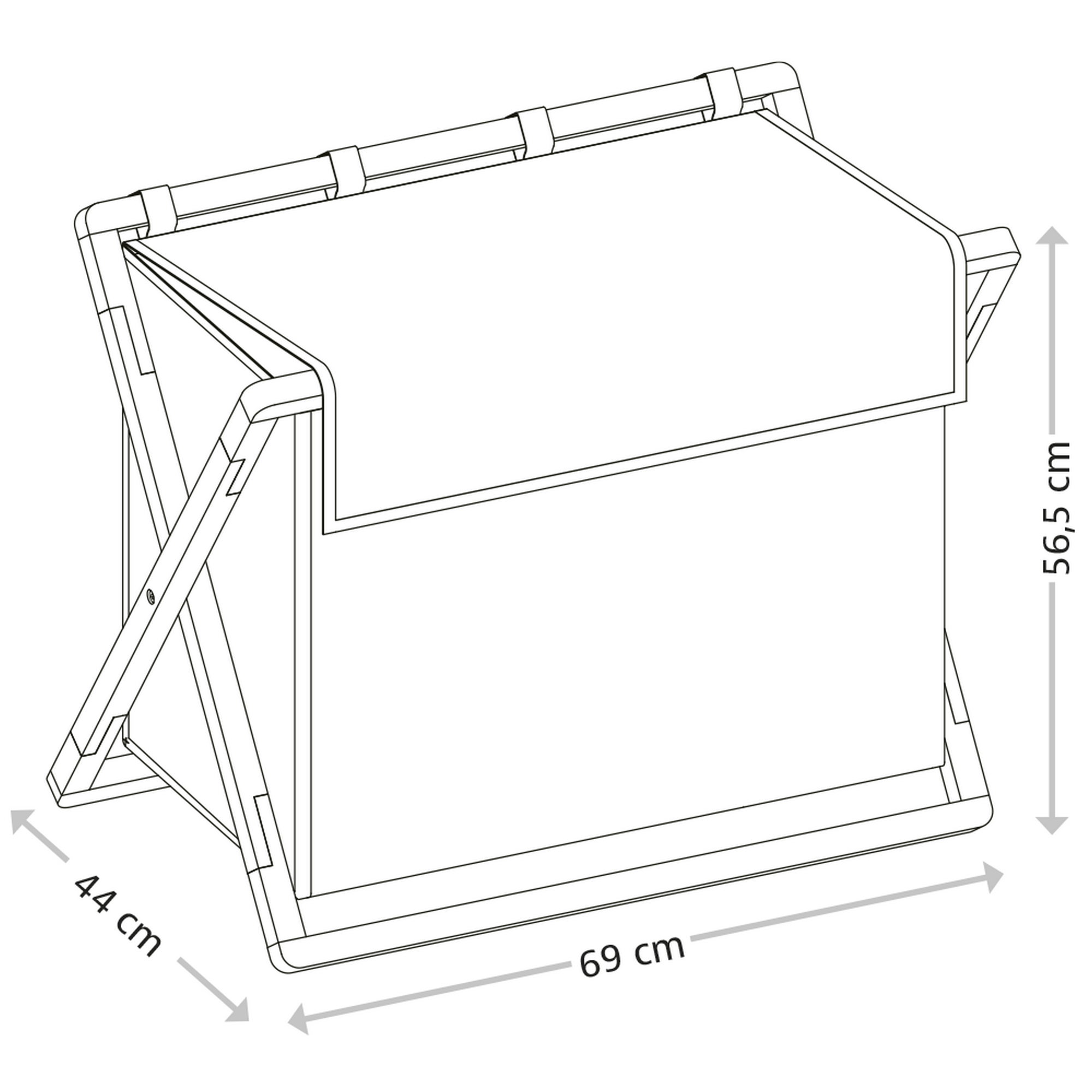 Wäschesammler schwarz 69 x 56,5 x 33 cm