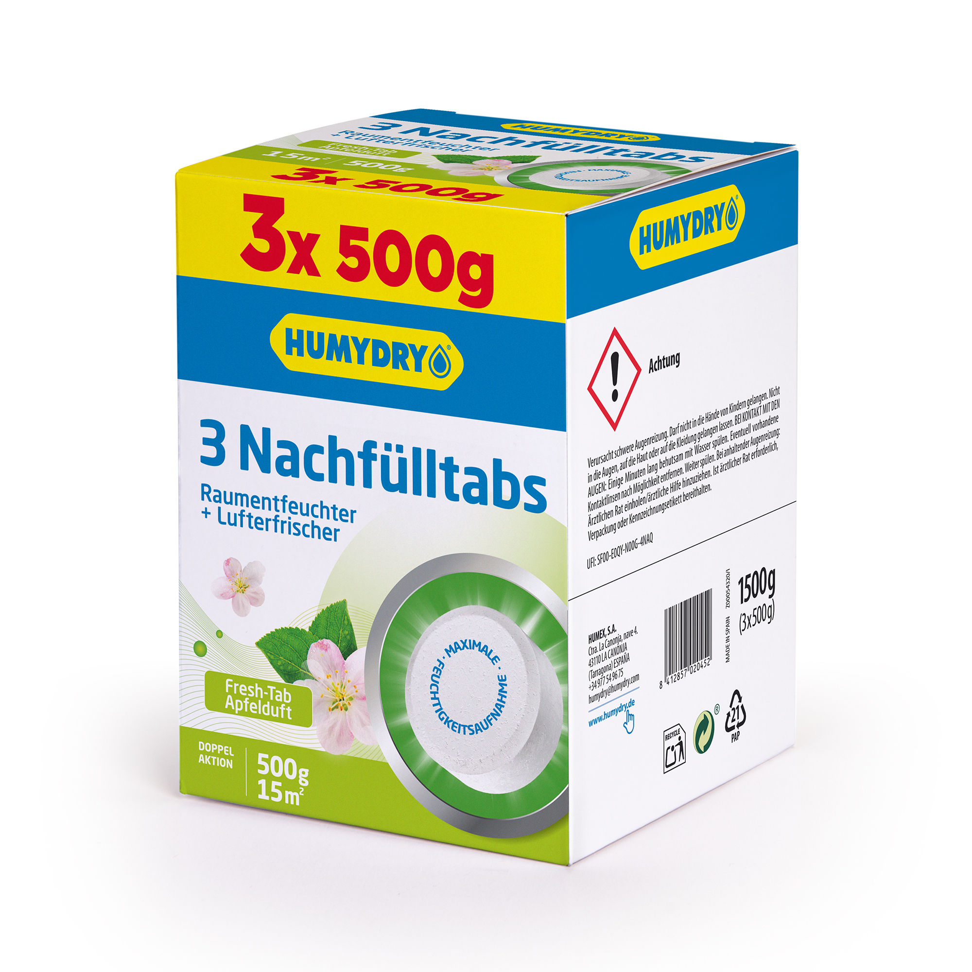 Nachfülltabs für Raumentfeucher Apfel 3 x 500 g