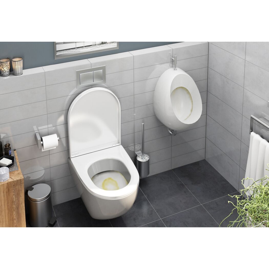 Toilette und Urinal in einem Badezimmer
