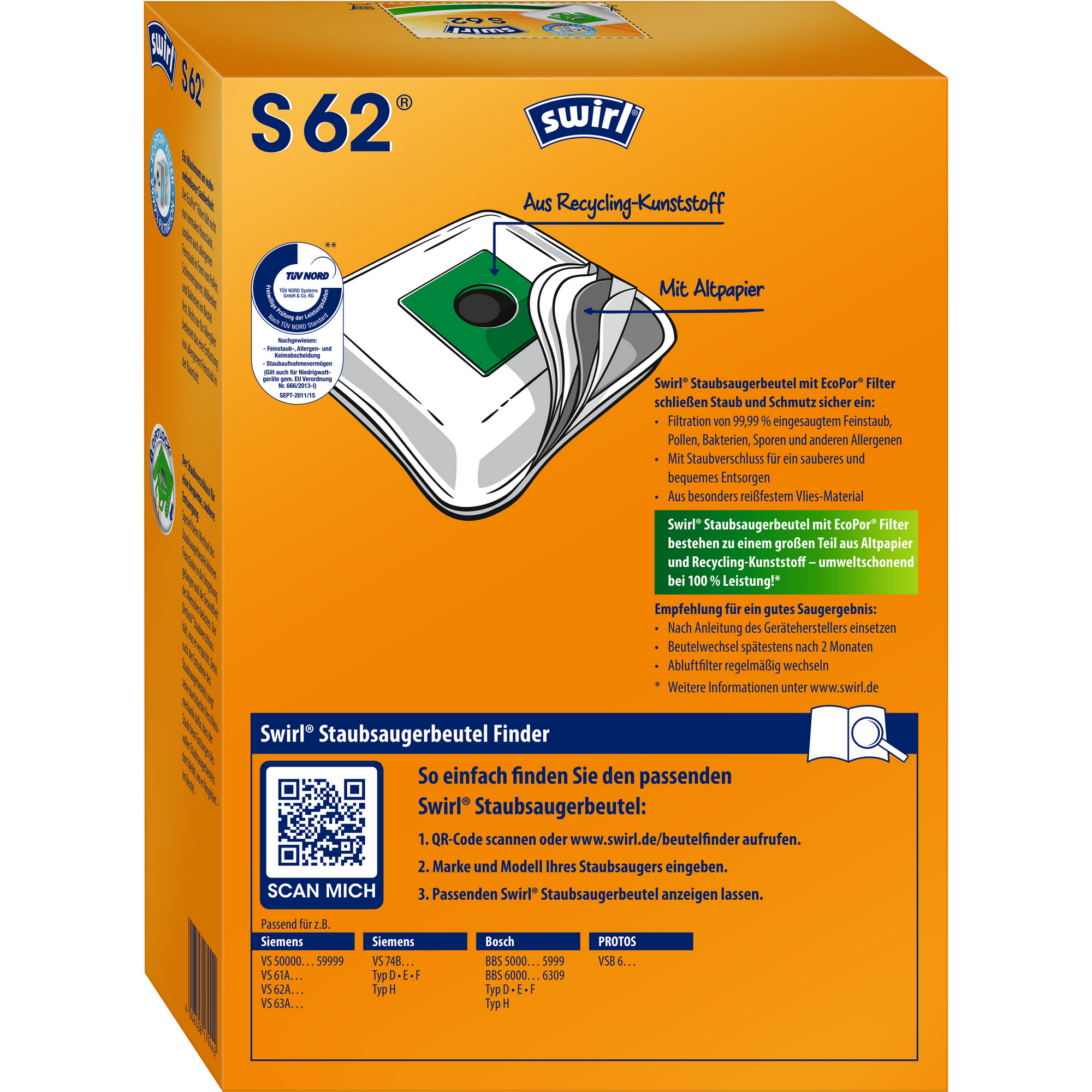 Staubsaugerbeutel S62 4 Stück