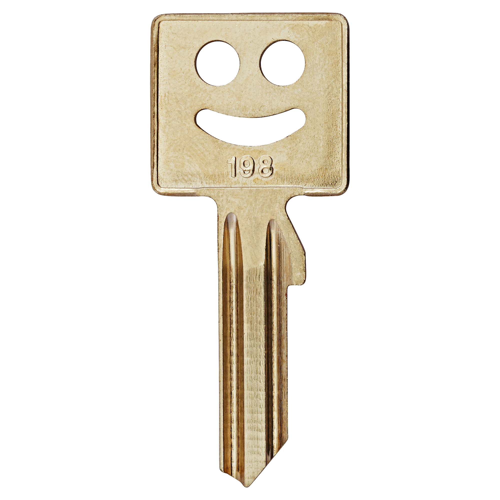 Schlüsselrohling mit Smiley und der Nummer 198