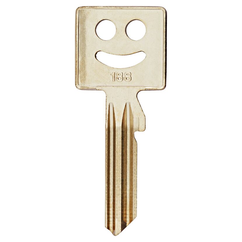 Schlüsselrohling mit Smiley und der Nummer 188