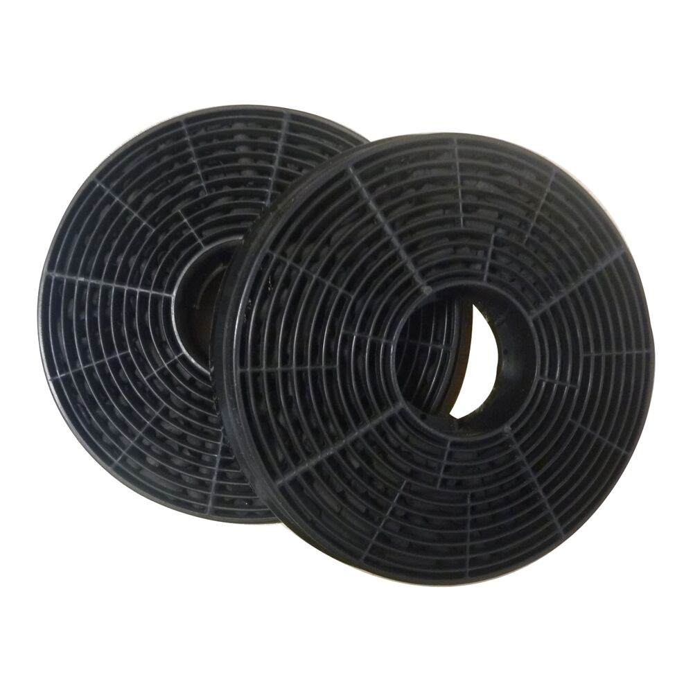 Zwei schwarze runde Aktivkohlefilter