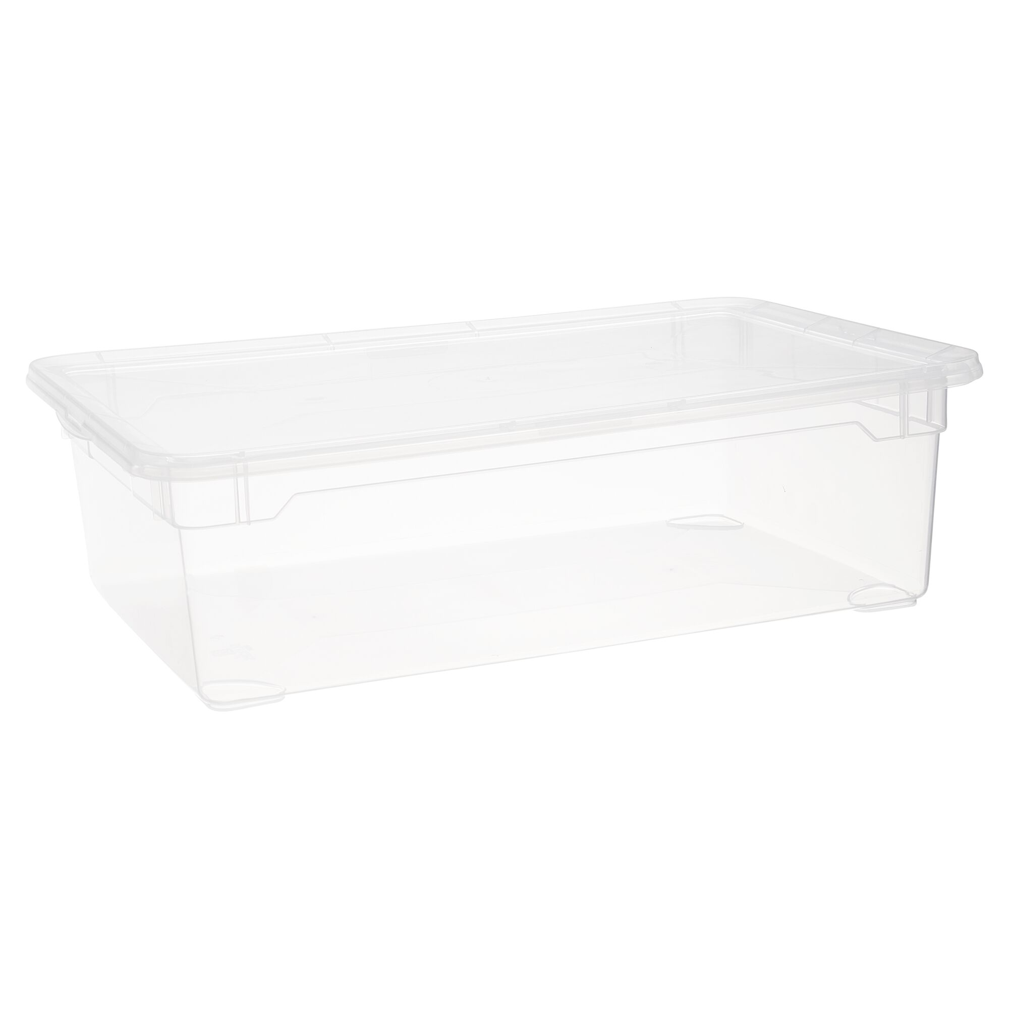 Leere transparente Aufbewahrungsbox mit Deckel