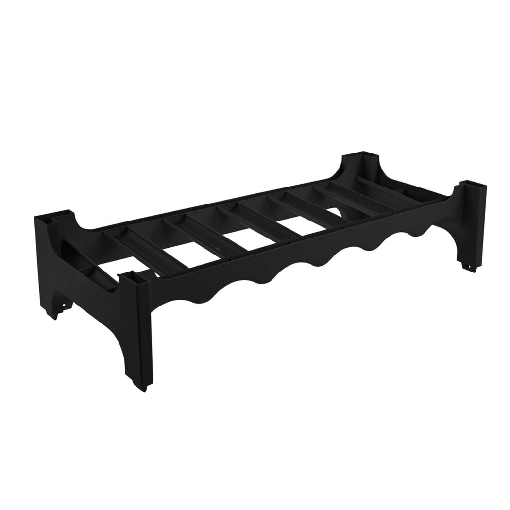 Schwarzes Flaschenregal für 6 Flaschen.