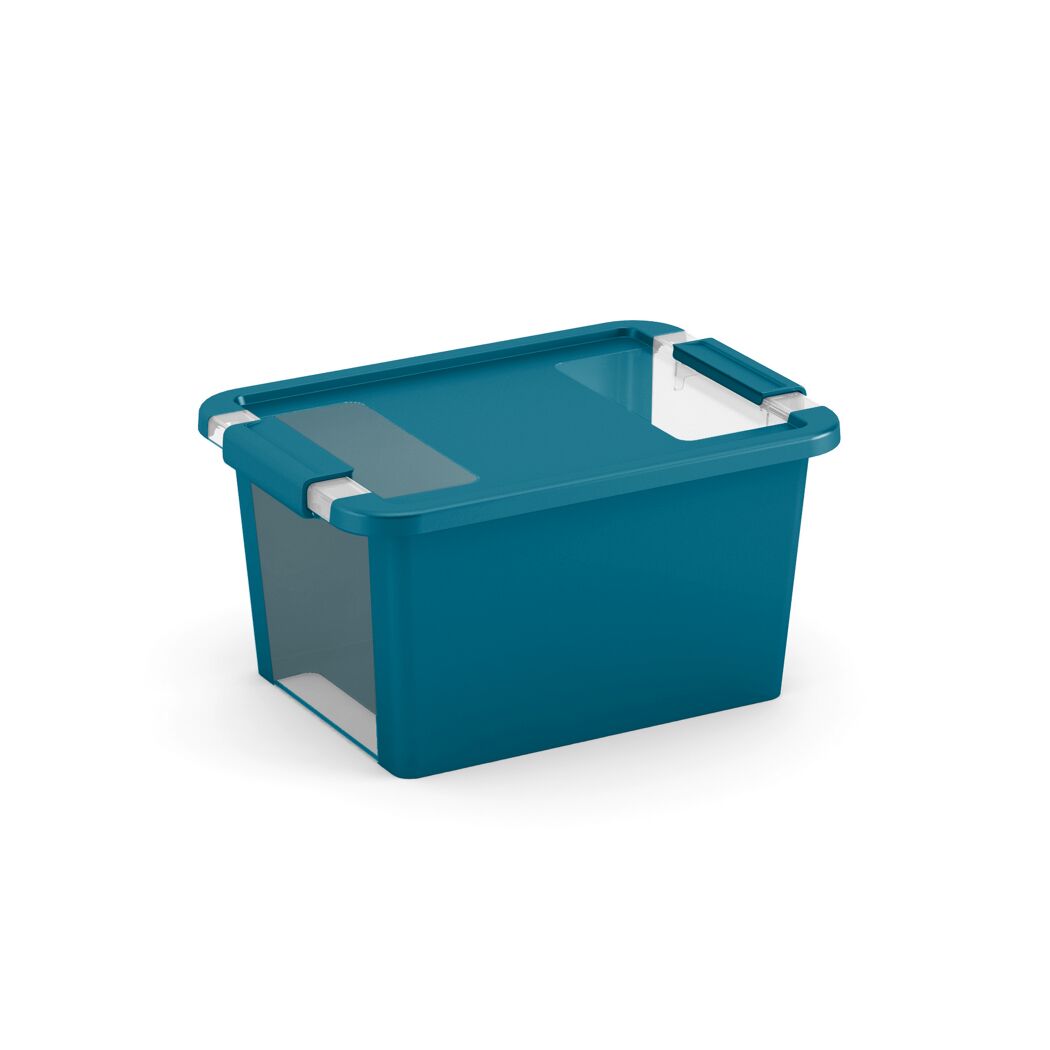 Blaue Aufbewahrungsbox mit transparentem Sichtfenster