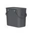 Anthraziter Mülleimer mit Griffen und Deckel.