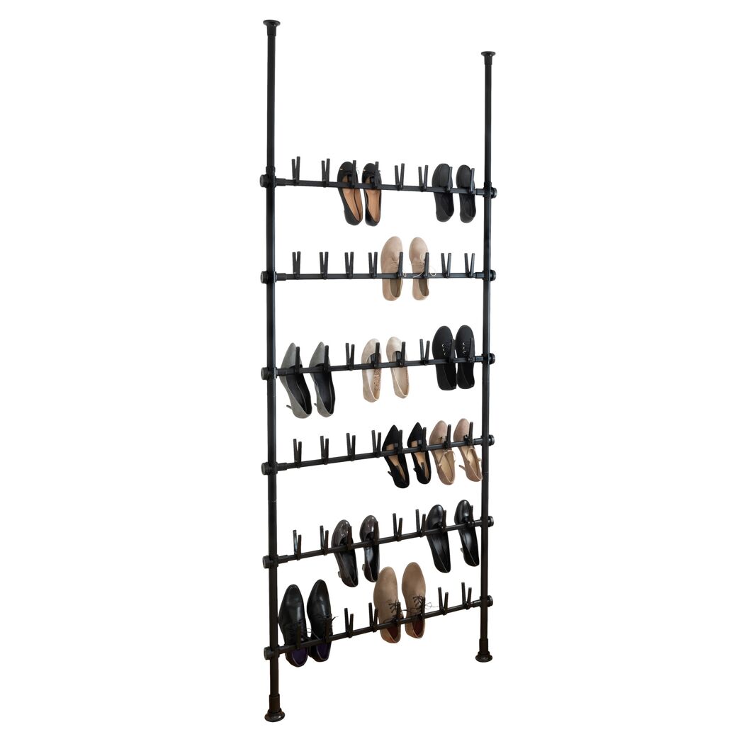 Schwarzes Teleskop-Schuhregal HERKULES shoes mit Schuhen
