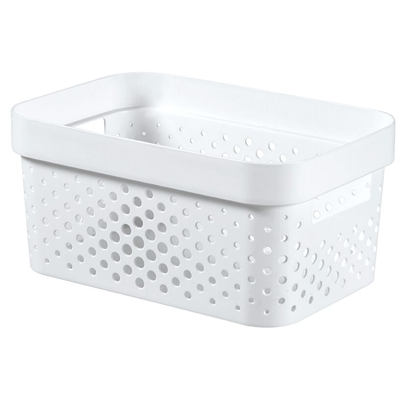 Weiße Aufbewahrungsbox Infinity-Box Dots mit Lochmuster