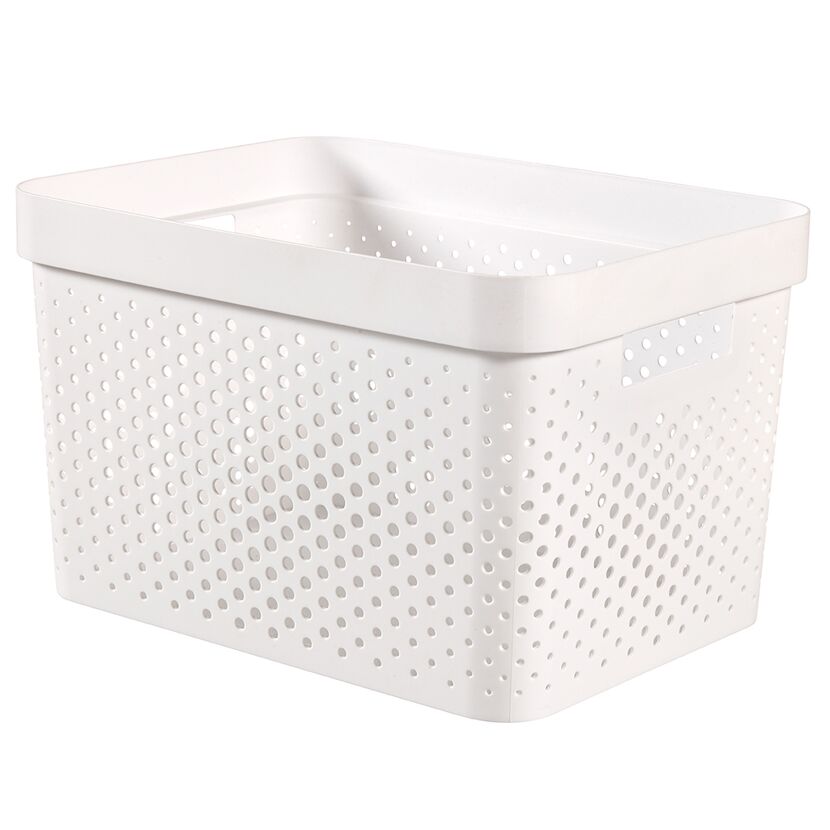 Weiße Aufbewahrungsbox Infinity-Box Dots mit Lochmuster