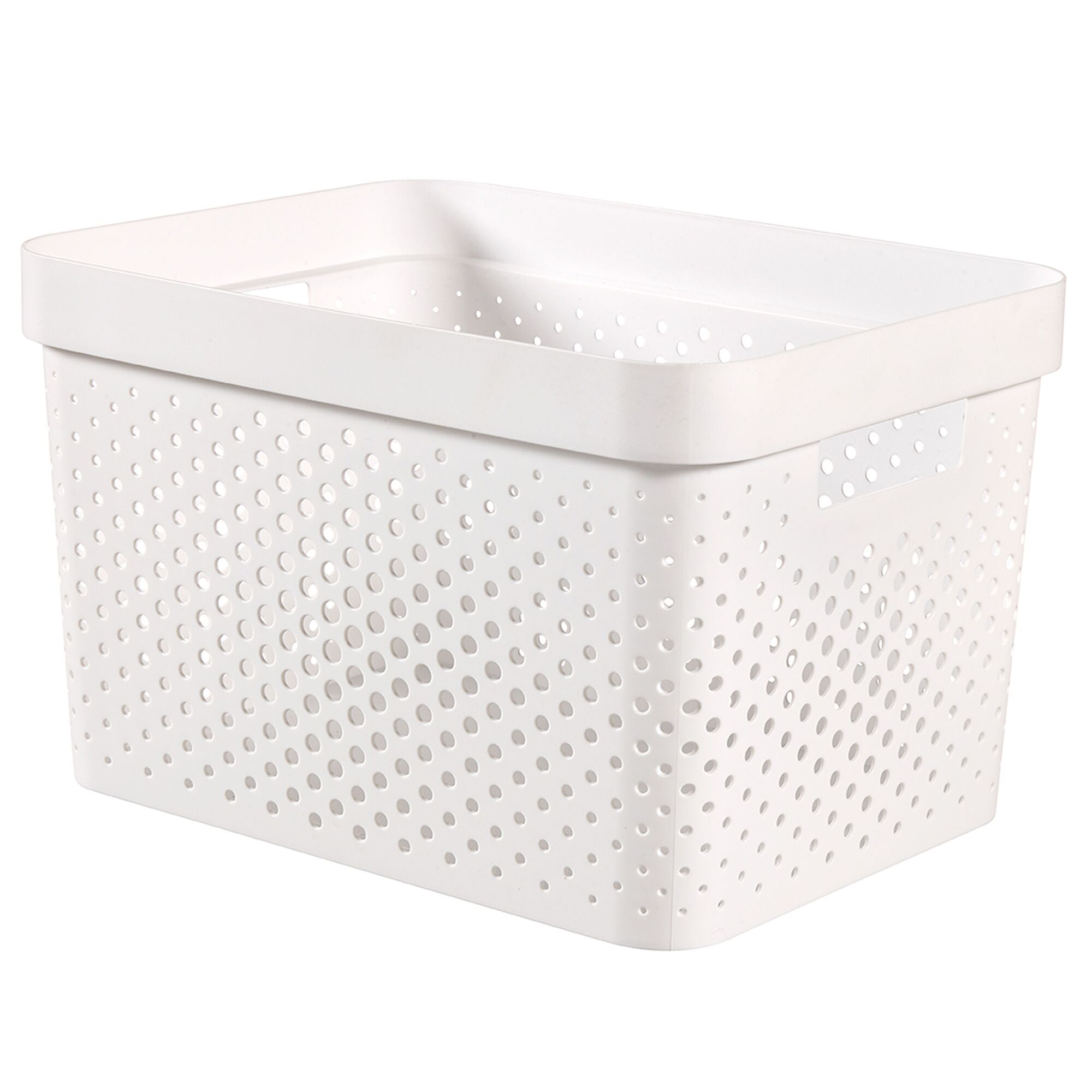Weiße Aufbewahrungsbox Infinity-Box Dots mit Lochmuster