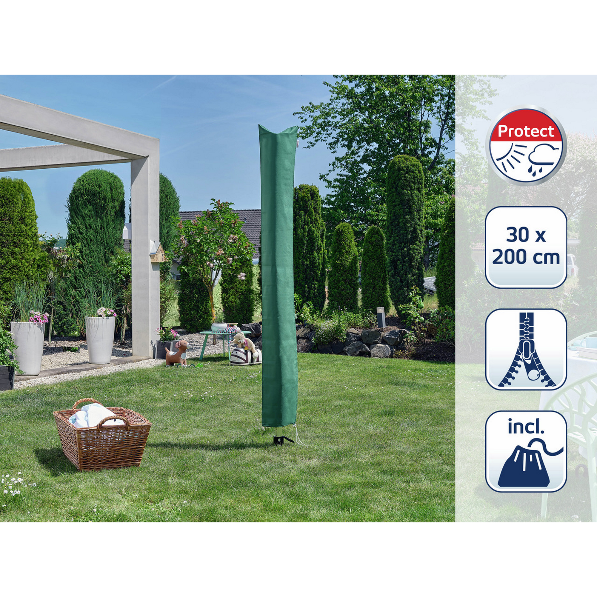 Schutzhülle für Wäschespinnen türkis 199 x 30 cm
