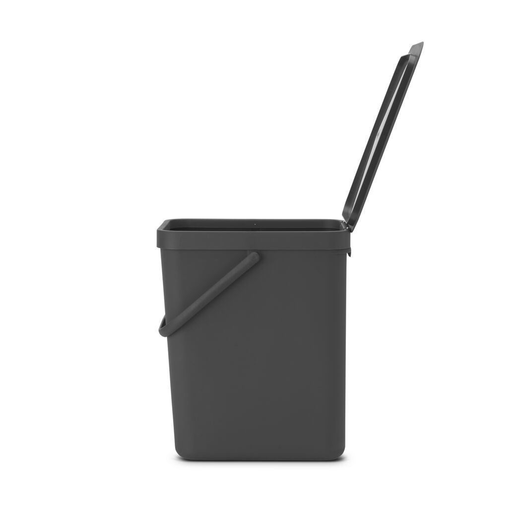 Grauer Abfallsammler Sort&Go 25L, offener Deckel