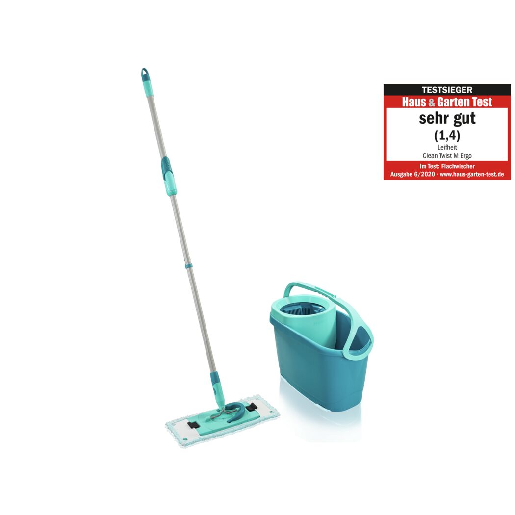 Leifheit Set Clean Twist M Ergo, Flachwischer und Eimer