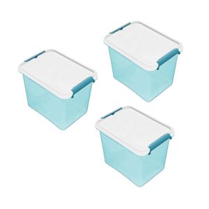 Aufbewahrungsbox-Set blau-transparent 39 x 29 x 21,5 cm 15,5 l, 3-teilig