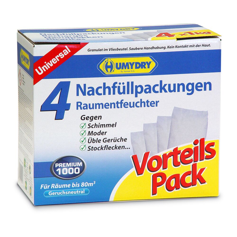 4 Nachfüllpackungen Raumentfeuchter Humydry