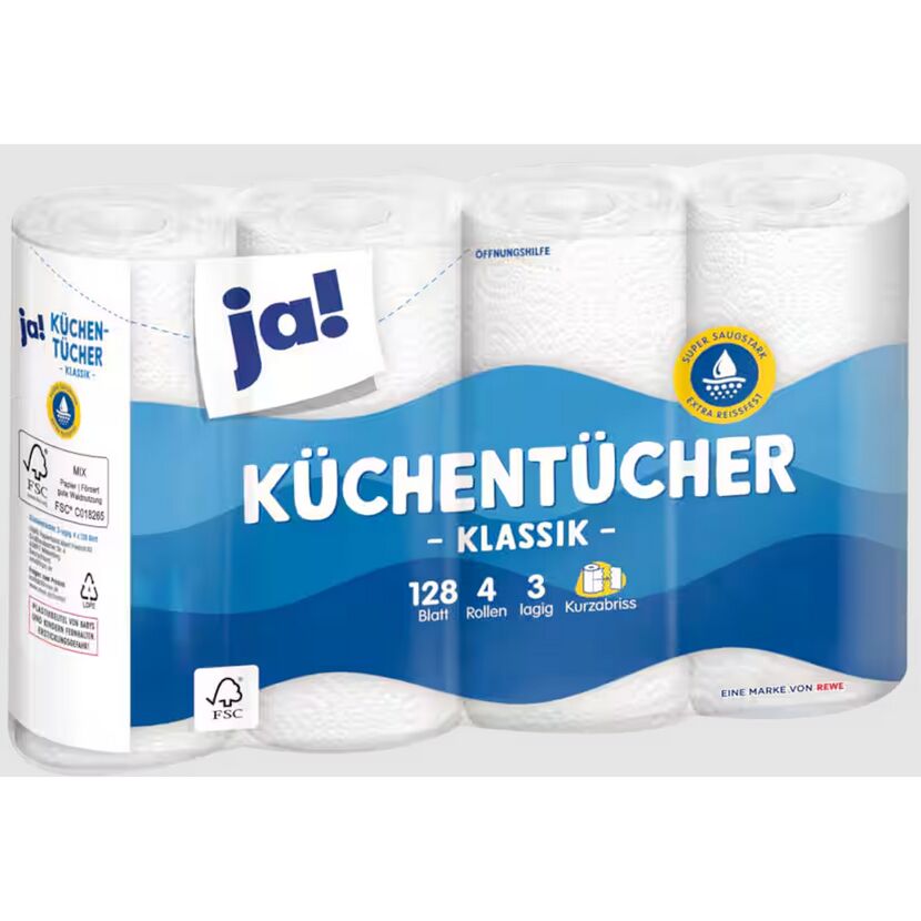 Küchentücher 3-lagig 4 x 128 Blatt