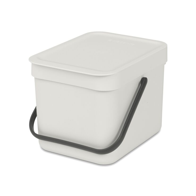Weißer Abfallsammler Sort&Go 6L mit grauem Griff