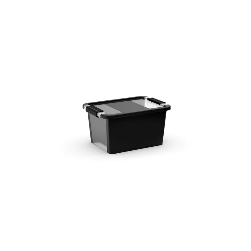 Schwarze Aufbewahrungsbox Bi Box S mit transparentem Deckel