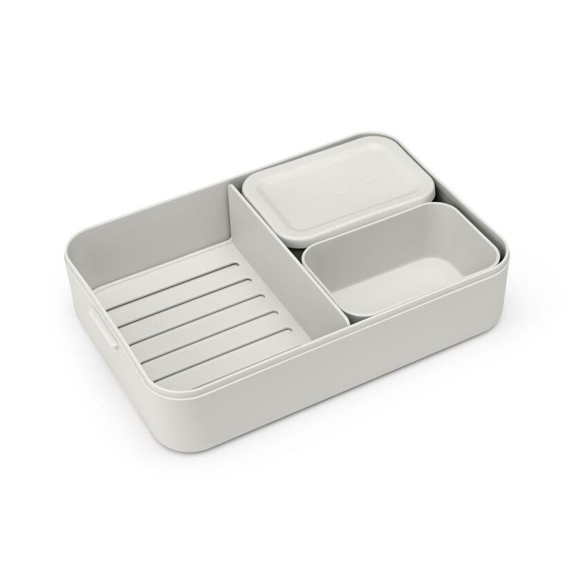 Graue Bento-Lunchbox mit Unterteilungen