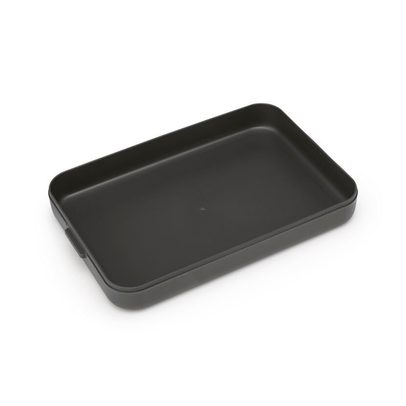 Leere dunkelgraue Lunchbox flach
