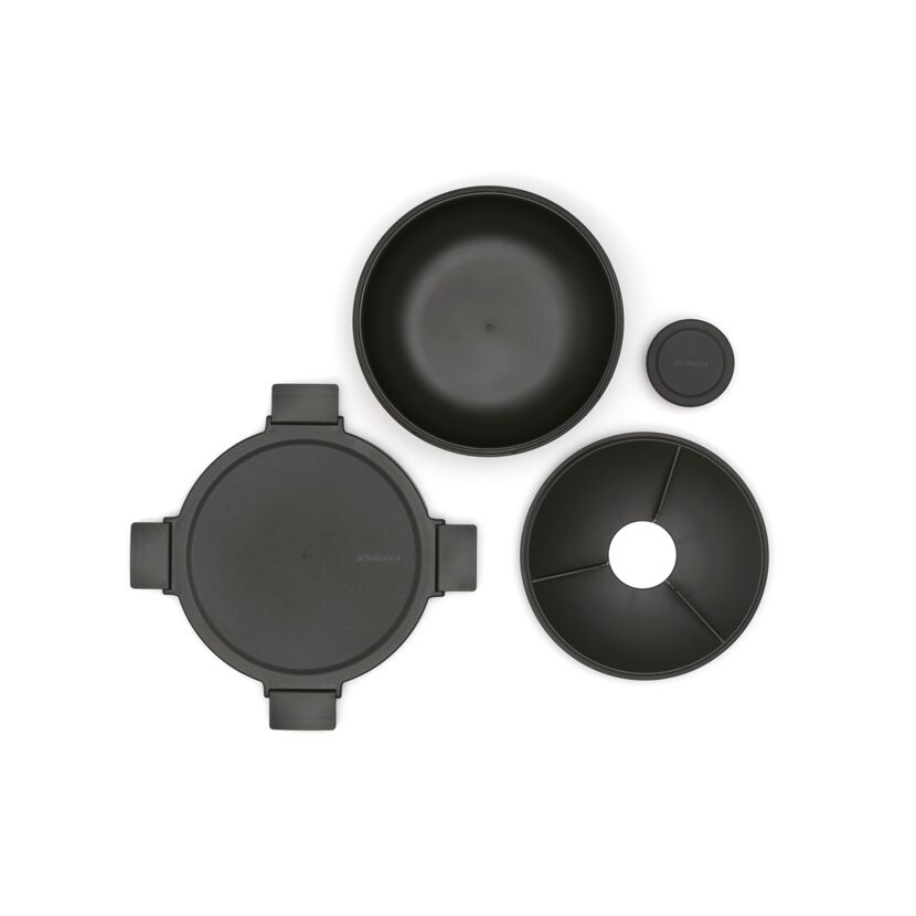 Brabantia Salatschüssel mit Deckel und Einsatz, dunkelgrau