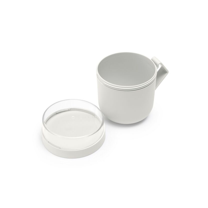 Graue Suppentasse mit Deckel