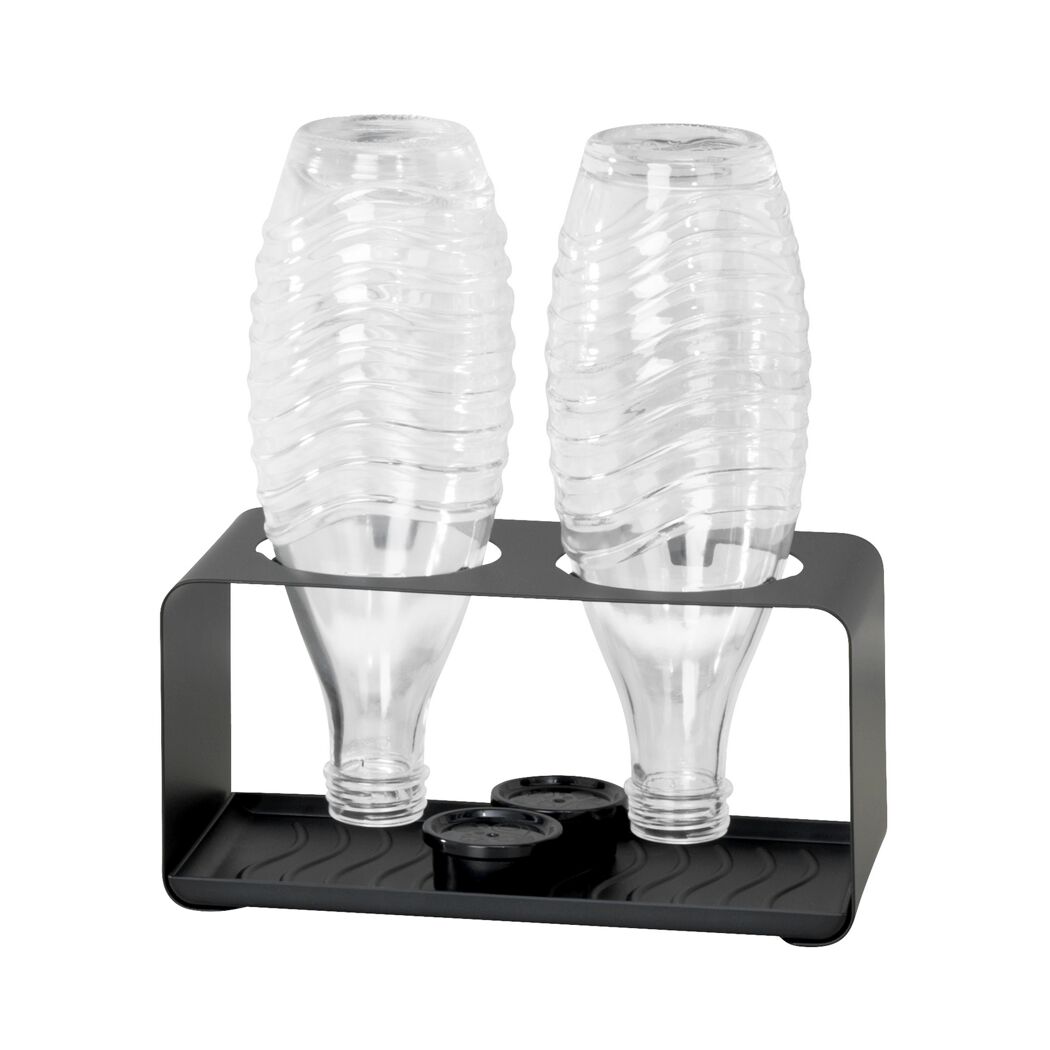 Flaschenhalter mit zwei Glasflaschen