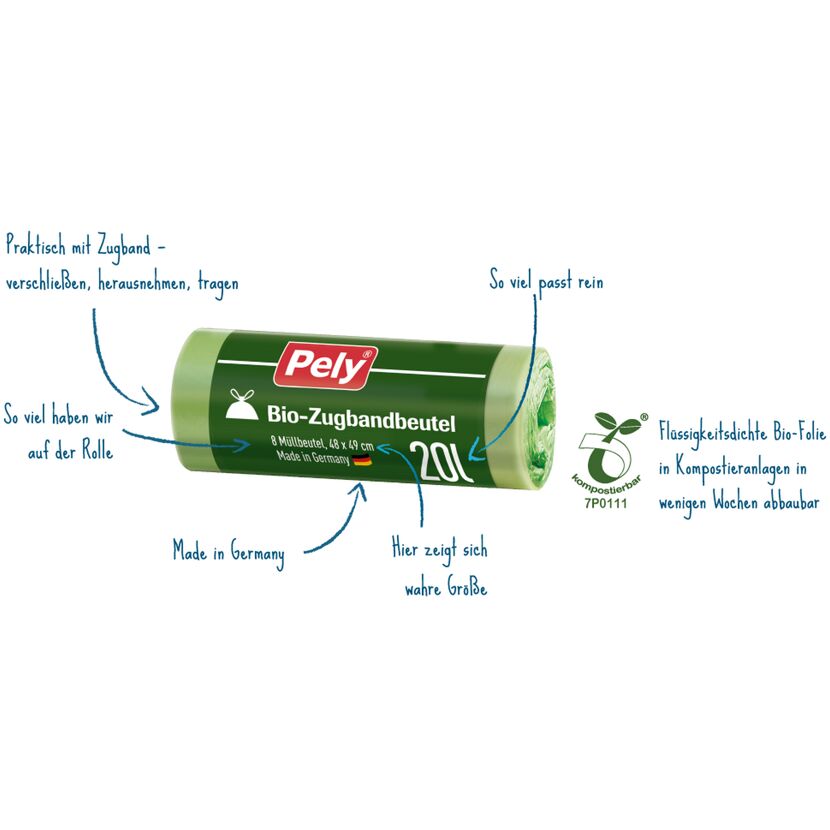 Bio-Müllbeutelrolle mit Zugband