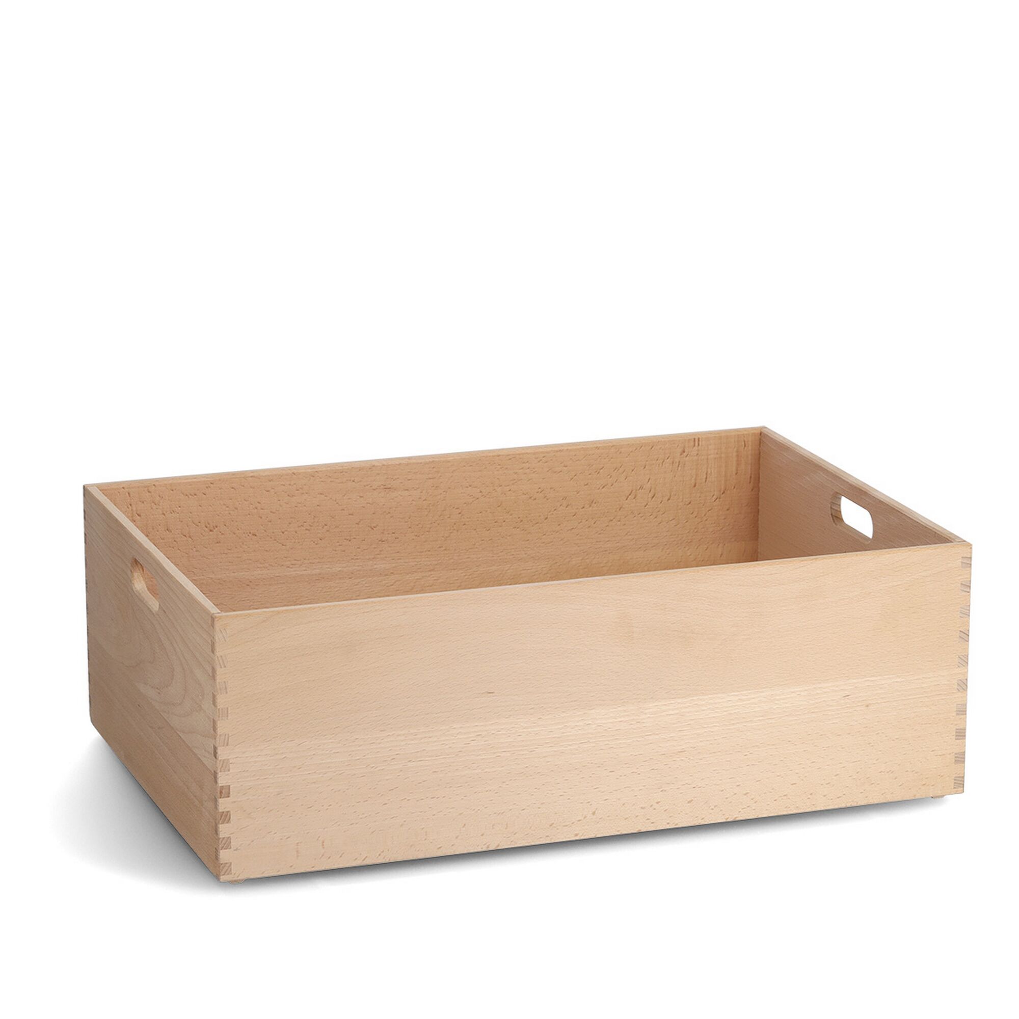 Leere Holzkiste mit Griffen