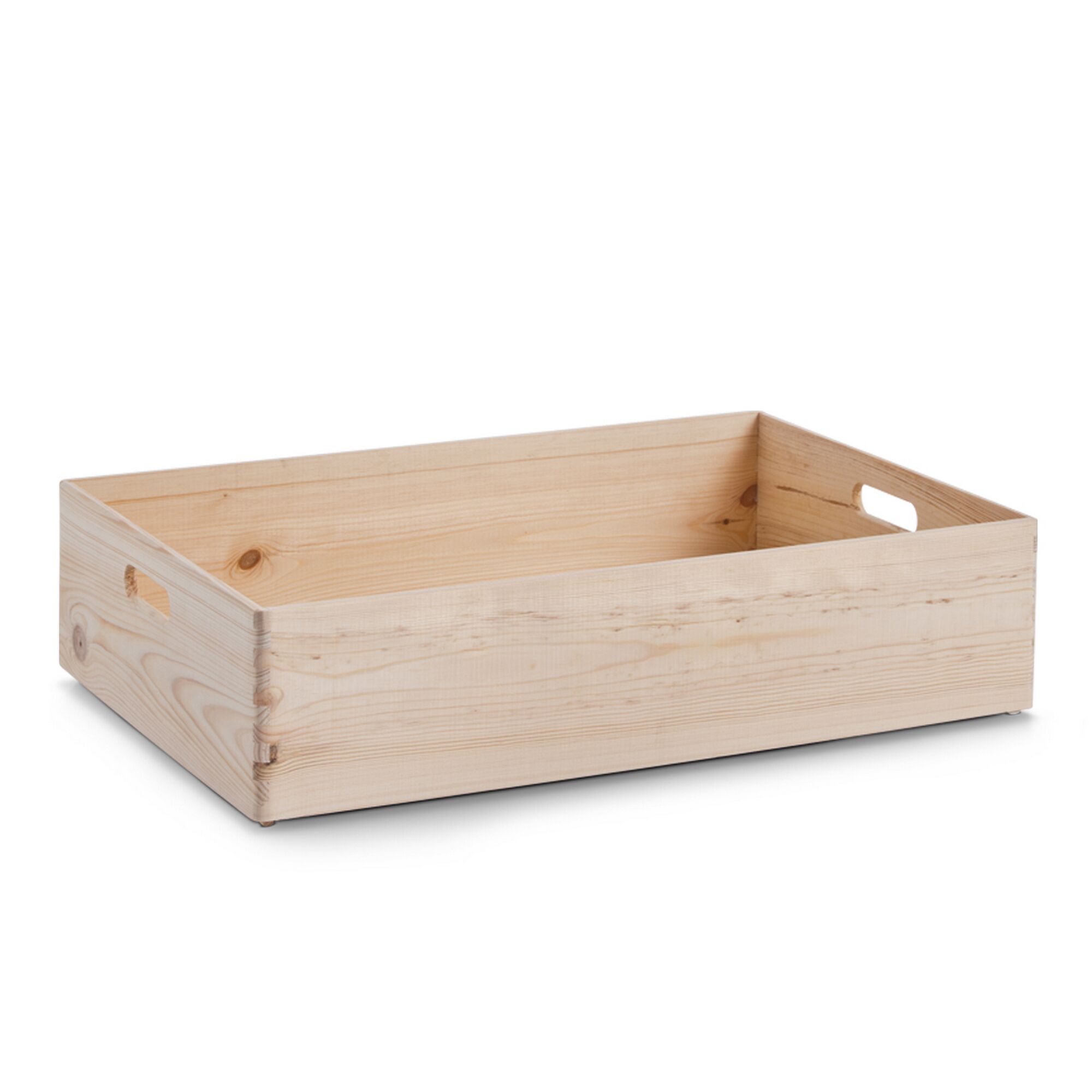 Leere Holzkiste mit Griffen