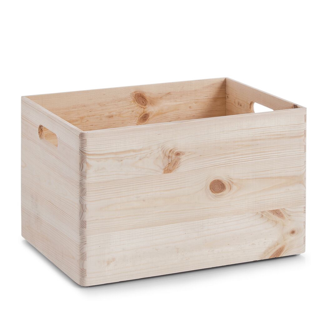 Leere Holzkiste mit zwei Griffen