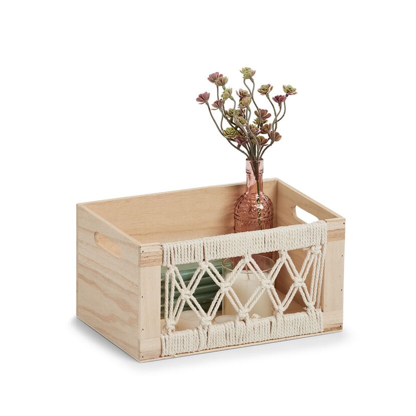 Holzkiste mit Makramee