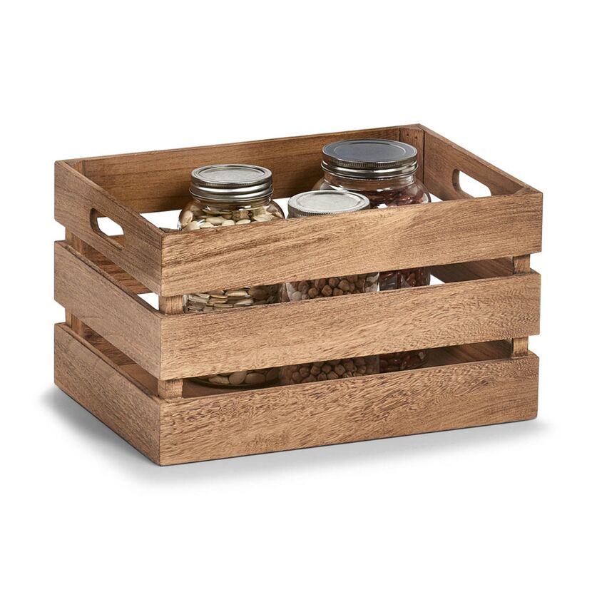 Holzkiste mit Gläsern