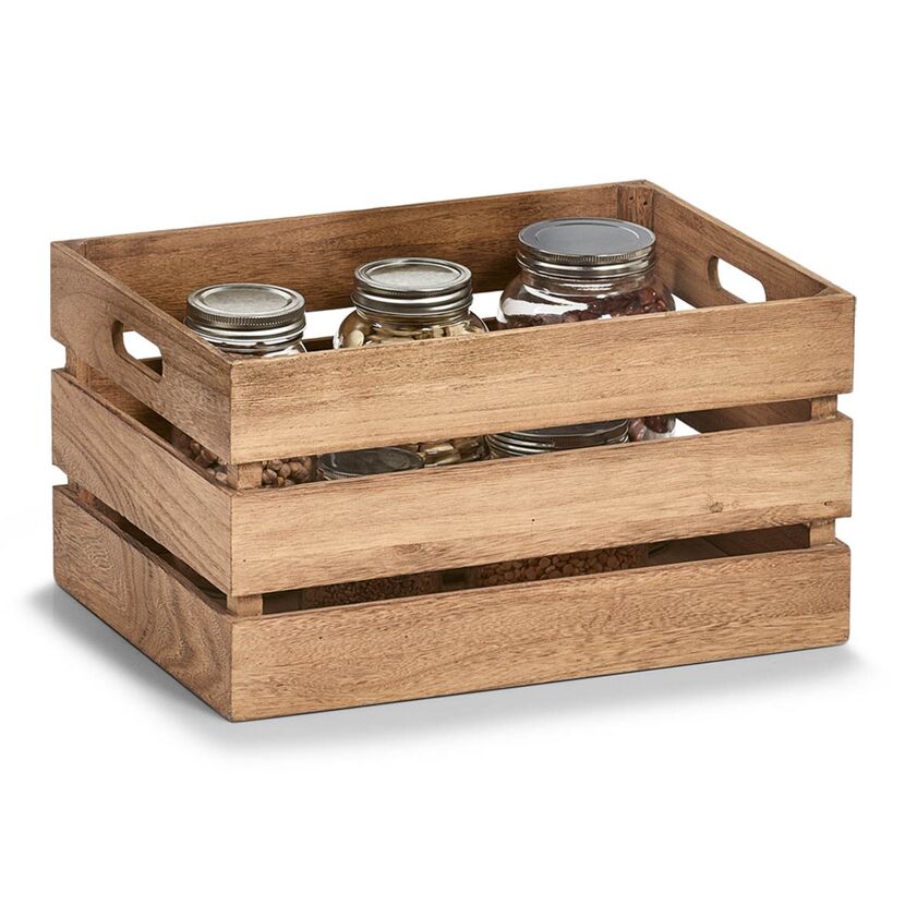 Holzkiste mit Gläsern