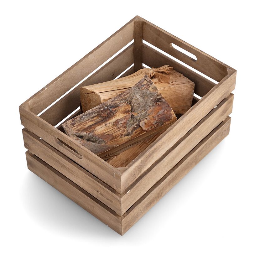 Holzkiste mit Brennholz