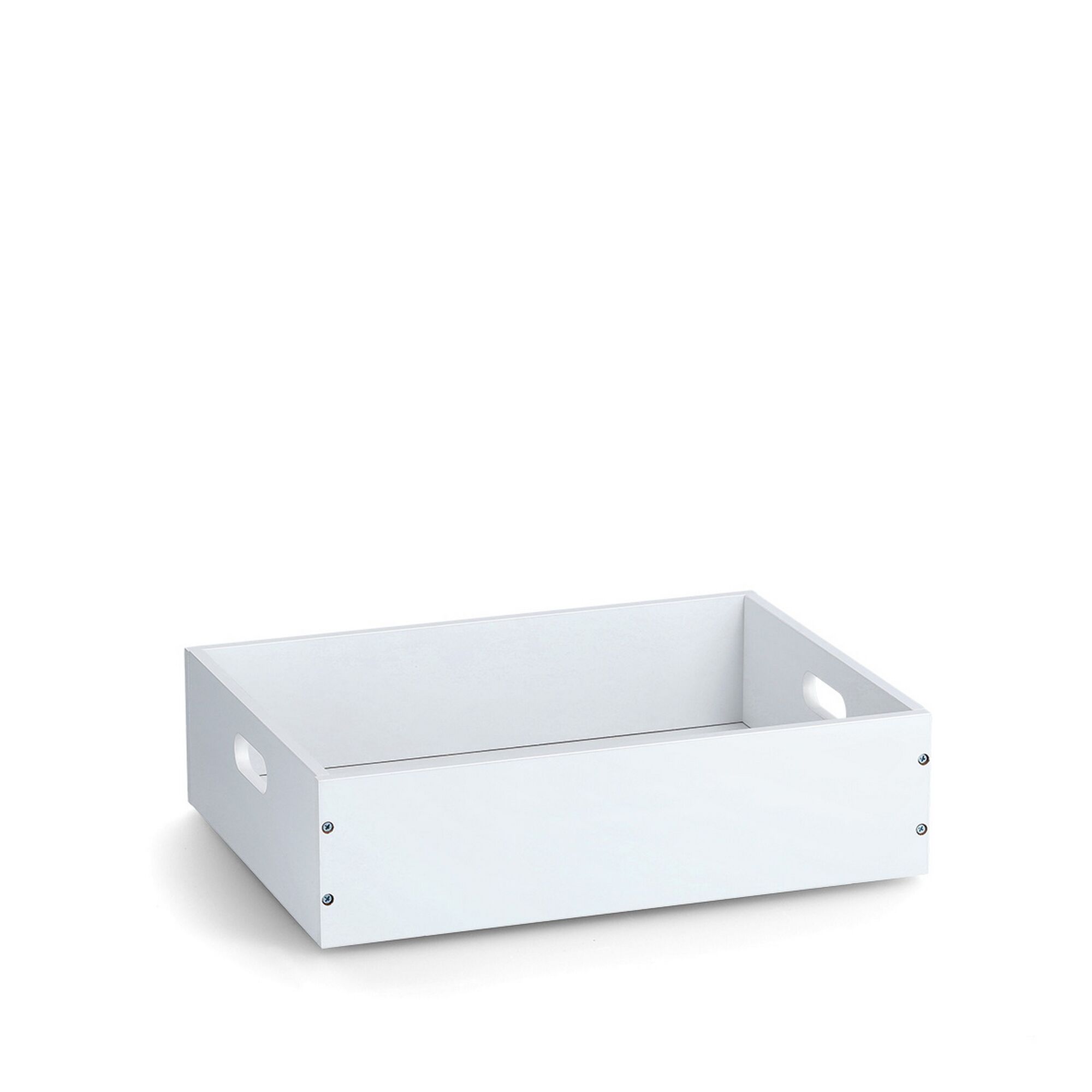 Weiße Holzkiste mit Griffen