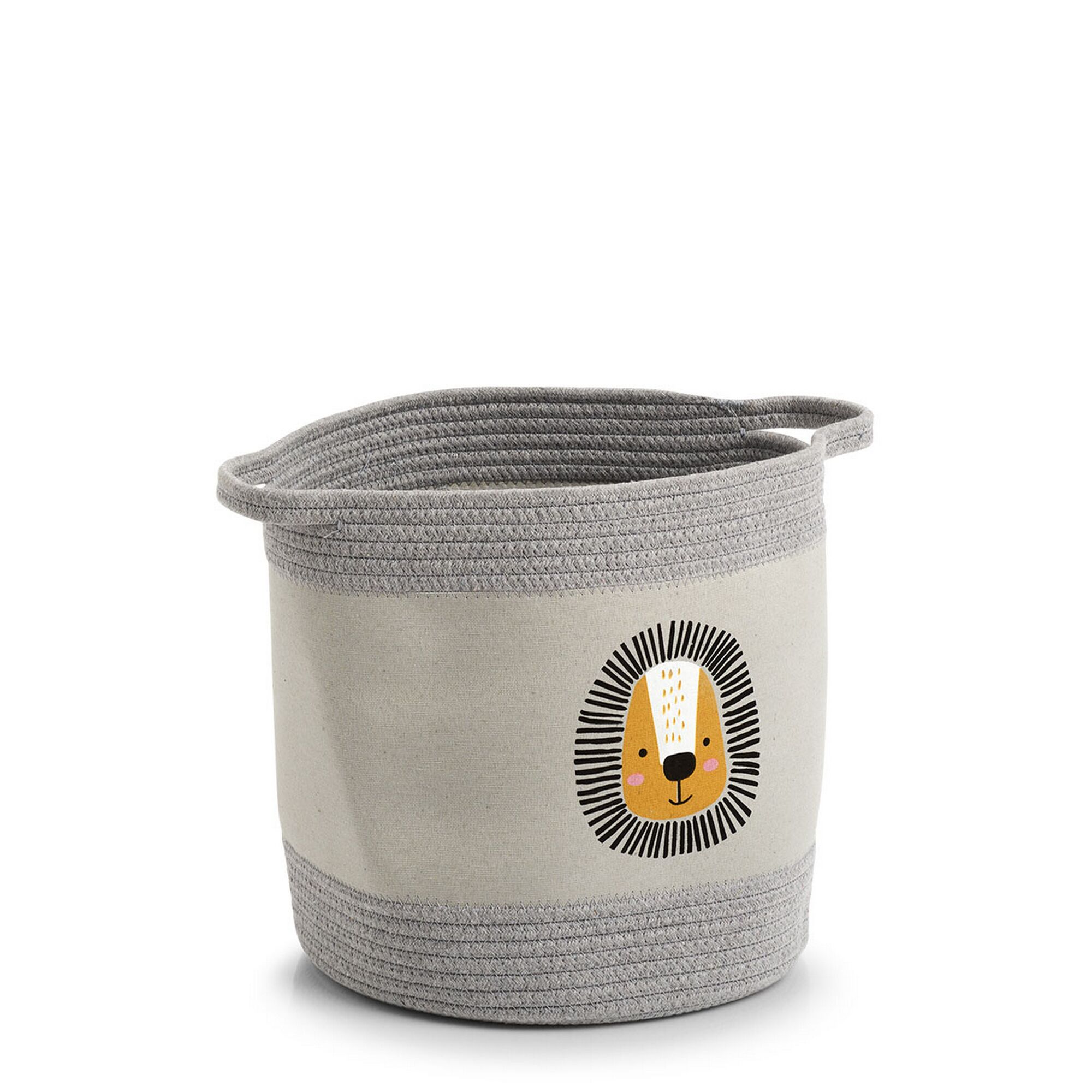 Grauer Aufbewahrungskorb mit Löwe