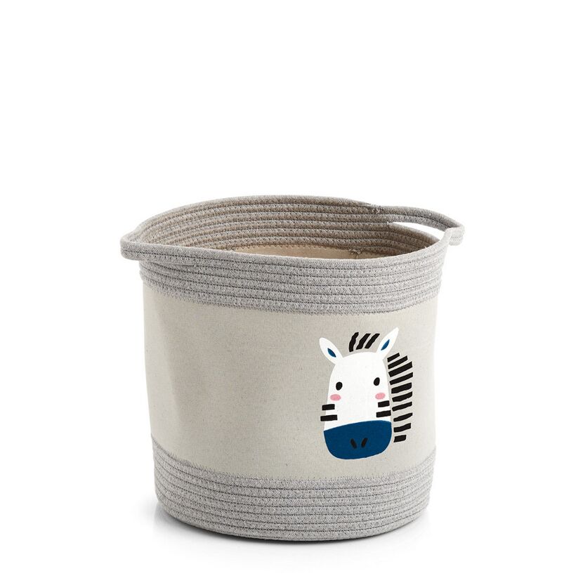 Grauer Aufbewahrungskorb mit Zebra