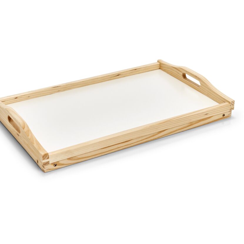 Holztablett mit weißem Einsatz