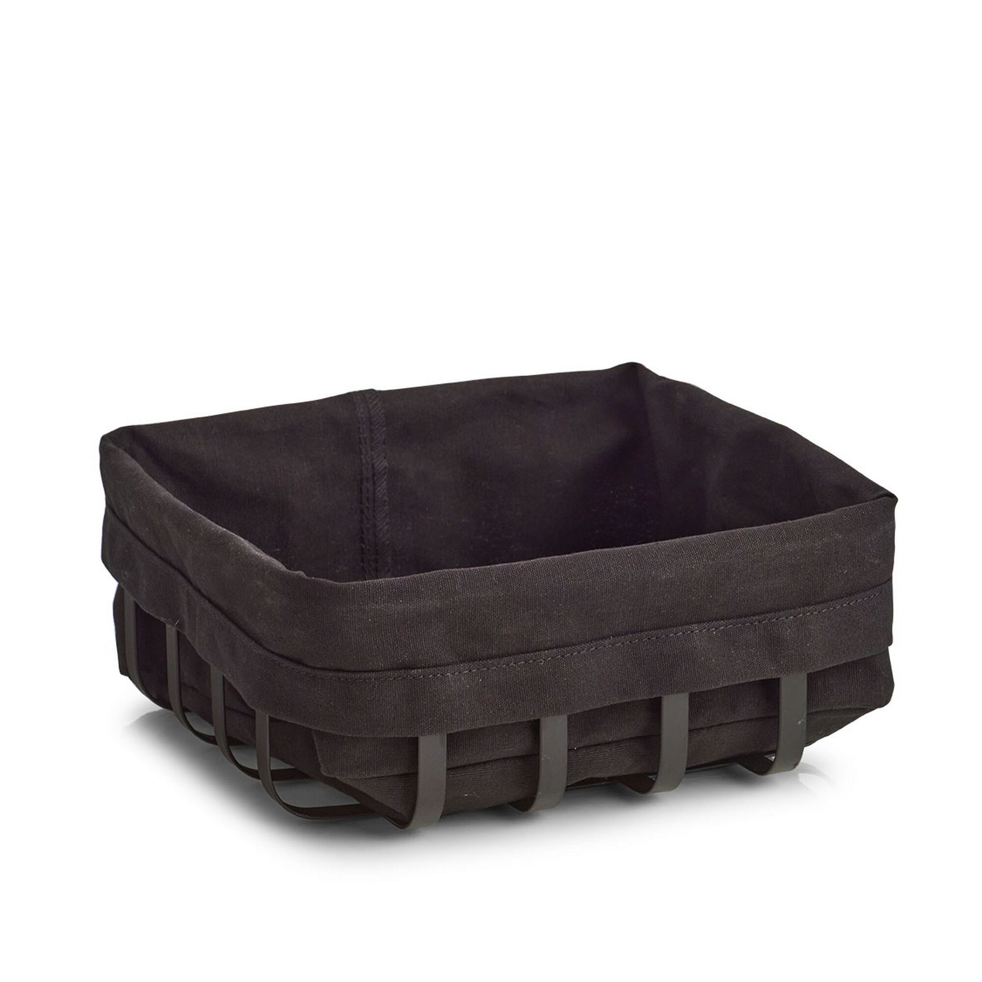 Schwarzer Brotkorb mit Stoffbezug