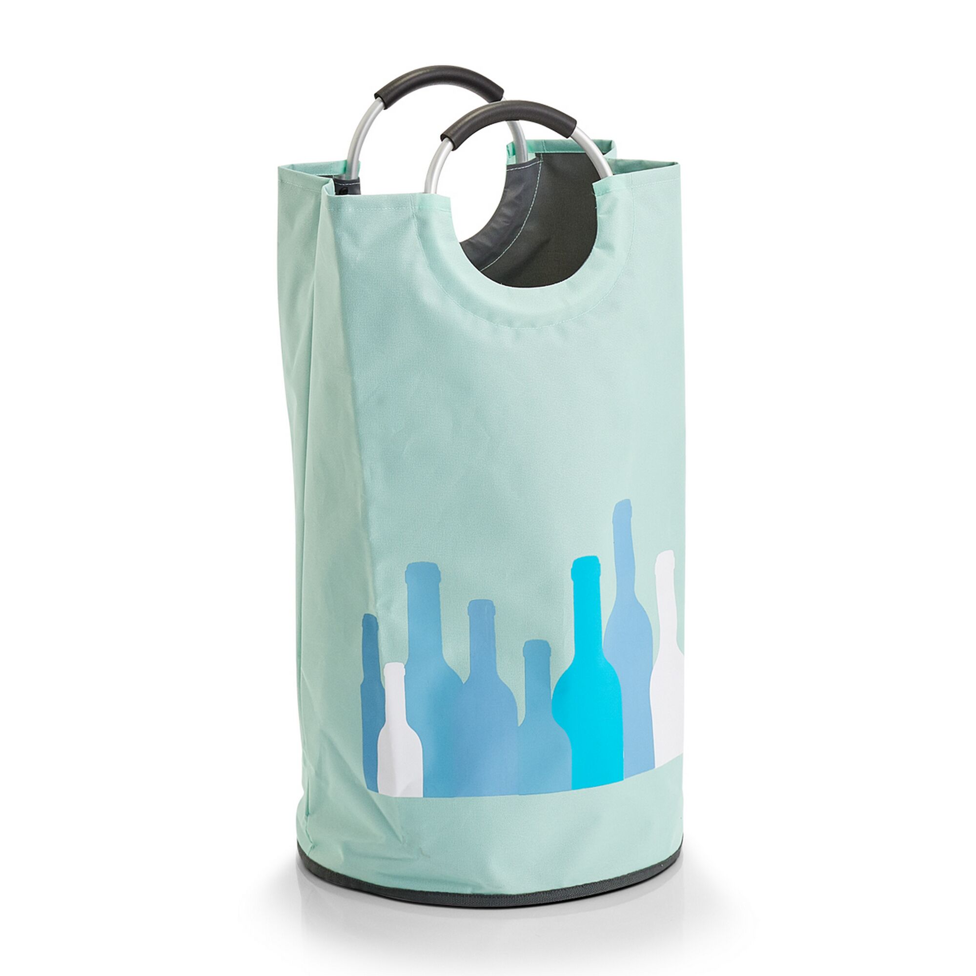 Blaue Einkaufstasche mit Flaschenaufdruck