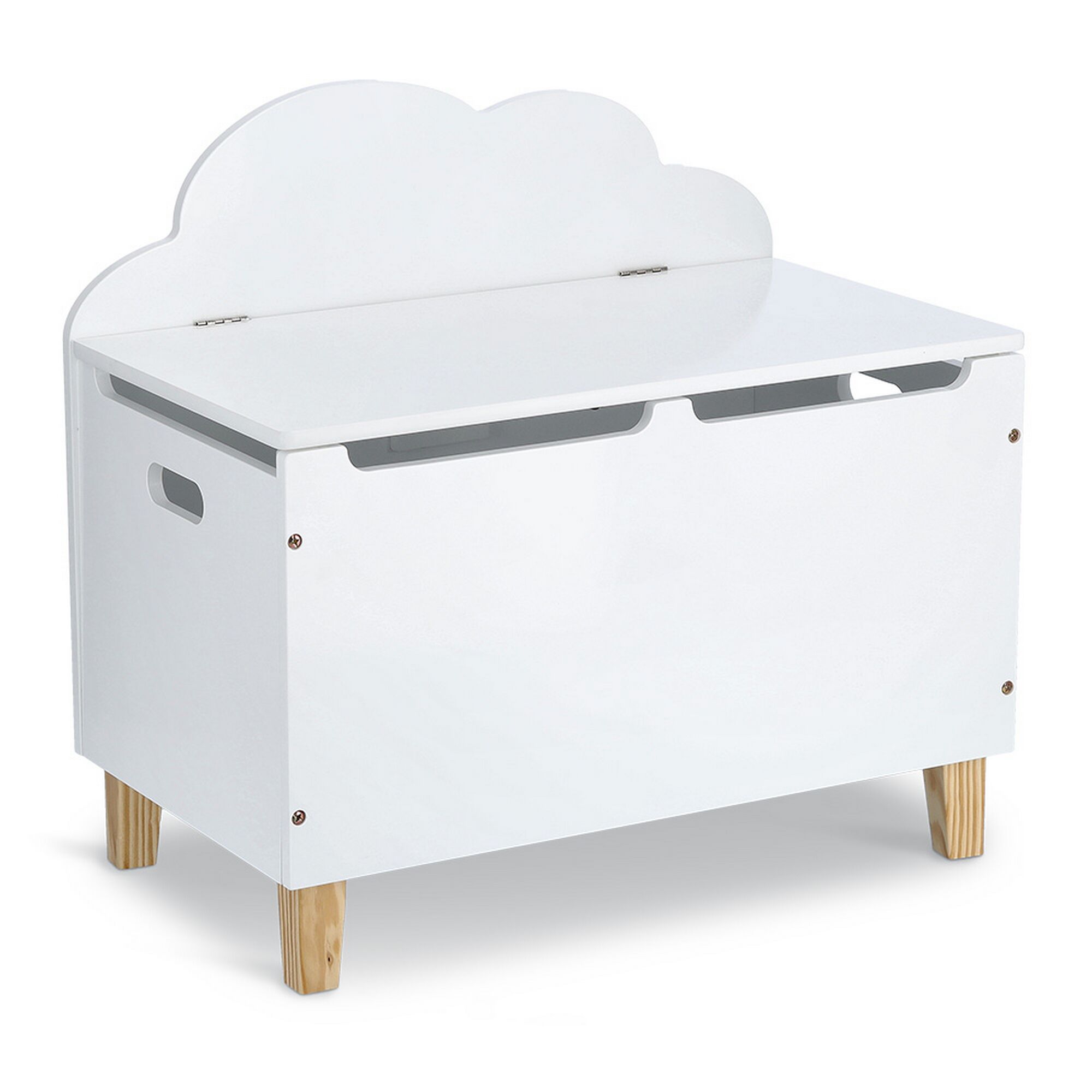 Weiße Kindertruhe mit Wolkenmotiv
